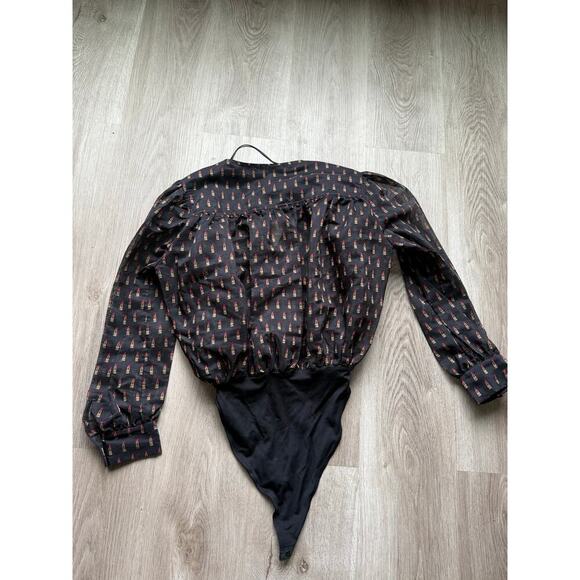Zara Lipstick Bodysuit, Women's Small, Black, Sheer - Picture 6 of 7
